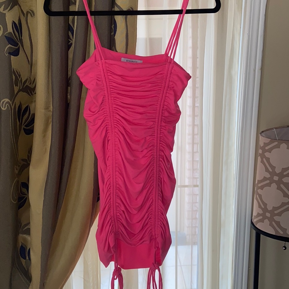 Pink fitted mini dress